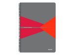 Notizbuch Leitz Office, Format A4, 90 karierte Blatt, lässt sich um 360° öffnen, Spiralbindung, Kunststoff-Einband, FSC®-zertifiziert, rot
