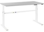 Schäfer Shop Select Schreibtisch, elektrisch höhenverstellbar, Rechteck, C-Fuß, B 1600 x T 800 x H 725-1185 mm, lichtgrau/weiß