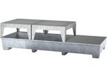IBC-Station ASECOS, Stahl, mit Gitterrost, 2 Abfüllböcken u. Staplerschuhen, 1000 l Auffangvolumen, B 3280 x T 1300 x H 820 mm, verzinkt