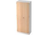 Aktenschrank, 5 OH, abschließbar, B 800 x T 420 x H 2004 mm, weiß/Eiche