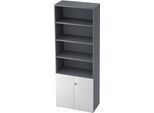 Regalschrank TOPAS LINE, 4 OH Regal/2 OH Türen, graphit/weiß
