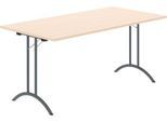 Schäfer Shop Select Klapptisch, Rechteck, Doppel-T-Fußgestell, Spezial-Klappbeschlag & Bodenausgleich, B 1600 x T 800 x H 720 mm, Ahorn-Dekor/anthrazit
