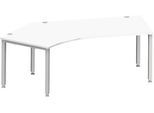 Schäfer Shop Genius Winkelschreibtisch MODENA FLEX 135°, Ansatz links, 4-Fuß-Quadratrohr, B 2165 mm, weiß/weiß