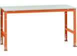 Manuflex Arbeitstisch UNIVERSAL Standard, 1750 x 1000 mm, Kunststoff lichtgrau, rotorange