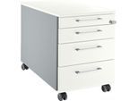 Schäfer Shop Select Rollcontainer 1233, mit Griff eckig, weißalu/weiß