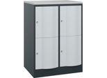 C+P Schließfachschrank Resisto, 2 Abteile, 4 Fächer, B 772 x T 640 x H 1077 mm, Anthrazitgrau/Lichtgrau