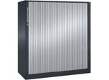 Rollladenschrank ASISTO C 3000, 3 Ordnerhöhen, mit Akustik-Rollladen, Breite 1200 mm, anthrazit/alusilber