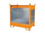 Fass-Stapelpalette Bauer FSP-2 G, Spritzschutzwand 3-seitig, Kap. 2 x 200 l Fass, orange