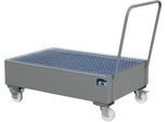 Stahl-Auffangwanne mit Rollen+Griff, 1200 x 800 mm, grau RAL 7005