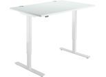 Schreibtisch, elektrisch höhenverstellbar, Rechteck, T-Fuß, B 1200 x T 800 x H 755-1255 mm, lichtgrau/weiß