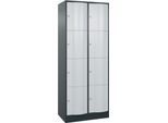 C+P Schließfachschrank Resisto, 2 Abteile, 8 Fächer, B 772 x T 540 x H 1950 mm, Lichtgrau/Anthrazitgrau