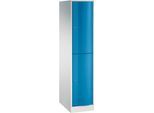 C+P Garderobenspind Resisto, 1 Abteil, 2 Fächer, B 396 x T 640 x H 1950 mm, Lichtgrau/Lichtblau