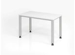 Home Office Tisch, Rechteck, 4-Fuß Quadratrohr, B 1200 x T 672 x H 685-810 mm, weiß/silber