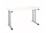 Schreibtisch Set Up, Rechteck, C-Fuß, B 1300 x T 650 x H 685-820 mm, weiß/weißaluminium