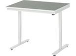 Rau Arbeitstisch Adlatus, elektrisch höhenverstellbar, 25 mm Spanplatte, Linoleumbelag, 150 kg, B 1000 x T 800 x H 720-1120 mm, hellgrau/lichtgrau