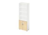 Schäfer Shop Select Kombischrank LOGIN, oben 4 Regale, unten 2 Ordnerhöhen mit Türen, B 800 x T 420 x H 2240 mm, weiß/Ahorn Dekor