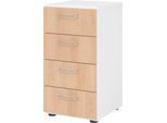 Schubladenschrank Breno, 4 Schübe, Metallgriffe, B 400 x T 420 x H 748 mm, weiß/Eiche