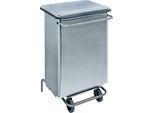 Abfallbehälter Continox, Edelstahl, 2 Gummiräder, mit Pedal, 70 Liter