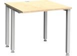 Schäfer Shop Genius Schreibtisch MODENA FLEX, 4-Fuß-Quadratrohr, verkürzte Seitenteile, B 800 mm, ahorn