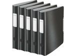 LEITZ® Ordner Active Style, DIN A4, Rückenbreite 65 mm, 5 Stück, satin schwarz