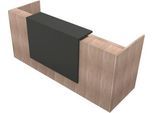 Theke Spezia, gerade, B 2460 x T 880 x H 1130 mm, Ulme-Dekor/Leder grau