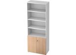 Regalschrank TOPAS LINE, 4 OH Regal/2 OH Türen, weiß/Eiche