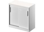 Schäfer Shop Genius Schiebetürenschrank TETRIS SOLID, 2 OH, B 800 mm, inkl. 19 mm Abdeckplatte, weiß/weißalu