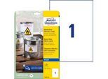 Avery® Zweckform Etiketten J4775, wetterfest, permanenthaftend, druckergeeignet, rechteckig, Polyester, matt weiß, 10 Stück auf 10 Blatt