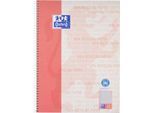 Oxford Collegeblock Recycling, 80 Blatt, DIN A4+, 90 g/m², 4-fach gelocht, Spiralbindung, OPTIK PAPER®, kariert, Rand links, rot