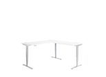 Winkelschreibtisch AERO FLEX, elektrisch höhenverstellbar, 90° Winkel, T-Fuß, B 2000 x T 2000 mm, weiß/weißalu + Memorypanel