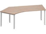 Schäfer Shop Genius Winkelschreibtisch MODENA FLEX 135°, Ansatz links, 4-Fuß-Quadratrohr, B 2165 mm, Eiche-Dekor/weißalu