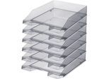 Ablagekorb HAN Klassik, für Format A4/C4, mit Beschriftungsfeld, stapelbar, B 255 x T 348 x H 65 mm, Kunststoff, grau/transparent, 6 Stück