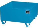 Stahl-Auffangwanne ohne Gitterrost, 800 x 800 mm, blau RAL 5012