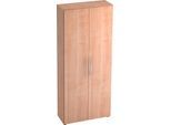 Schrank TARA, 5 Ordnerhöhen, Flügeltüren, 1 fester Zwischenboden, 3 Fachböden, B 800 x T 330 x H 1880 mm, Nussb.-Dekor