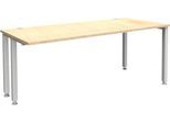 Schäfer Shop Genius Schreibtisch MODENA FLEX, 4-Fuß-Quadratrohr, verkürzte Seitenteile, B 1800 mm, ahorn