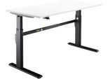 Schäfer Shop Select Schreibtisch, elektrisch höhenverstellbar, Rechteck, C-Fuß, B 1800 x T 800 x H 725-1185 mm, weiß/schwarz