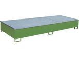 Bauer Regalwanne RW-GR 3300-3 PE, mit Gitterrost und PE-Einsatz, B 3262 x T 1312 x H 383 mm, bis 1000 l, Stahl lackiert, resedagrün
