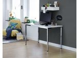 Home Office Tisch, Rechteck, 4-Fuß Quadratrohr, B 1200 x T 600 x H 720 mm, weiß/chromsilber