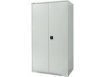 Schäfer Shop Genius Flügeltürenschrank FS, Stahl, mit Belüftungslöchern, B 1055 x T 620 x H 1950 mm, 5 OH, Lichtgrau/Lichtgrau, bis 500 kg