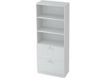 Hängeregistraturschrank JENA, 5 OH, B 800 mm, 2 Schubladen, abschließbar, lichtgrau