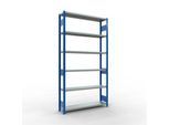 Schulte MULTIplus250 Steckregal, Grundregal, 6 Fachböden, bis 250 kg je Fachboden, werkzeuglos montierbar, B 1300 x T 300 x H 2500, enzianblau/verzinkt