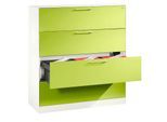 Hängeregistraturschrank ASISTO C 3000, 4 Schubladen, 3-bahnig, B 1200 mm, weiß/weiß