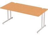 Schäfer Shop Select Schreibtisch COMBITEC, Rechteck, C-Fuß, B 1800 x T 800 x H 677-817 mm, Buche/weißaluminium