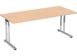 Schreibtisch PALENQUE, C-Fuß, Rechteck, B 1800 x T 800 x H 680-820 mm, Buche