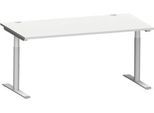 Schäfer Shop Genius Schreibtisch MODENA FLEX, T-Fuß-Rundrohr, B 1600 x T 800 mm, lichtgrau