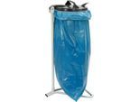 Abfallsammler Fetra 1385, stationär, für Abfallsäcke mit Volumen 120 l, mit Deckel und Klemmring, Griff, B 500 x H 960 mm, Stahl und PVC, lichtgrau