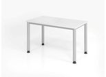 Home Office Tisch, Rechteck, 4-Fuß Rundrohr, B 1200 x T 672 x H 685-810 mm, weiß/silber