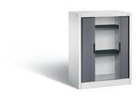 C + P Rollladenschrank Omnispace, 2 OH, abschließbar, B 800 x T 420 x H 1030 mm, Stahl/Kunststoff, lichtgrau/schwarzgrau