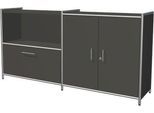 Sideboard Toledo, abschließbar, Schub + Regalfach, 2 OH, Flügeltüren, B 1580 x T 380 mm, anthrazit