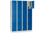 Wertfachschrank 300 mm, 4 Abteile, 16 Fächer, Sicherheitszylinderschloss, Sockel, enzianblau